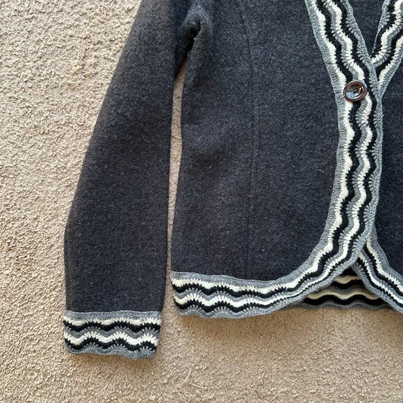 Willi Smith Sweater Womens Small 100% Wool Cardigan 1 Button Close Grey - Picture 5 of 10